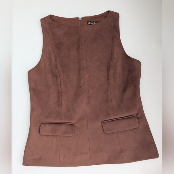 Christian Lacroix Tops - NWT Christian Lacroix Women's (Size 6) Brown Suede Zip-Back Sleeveless Top/Vest
